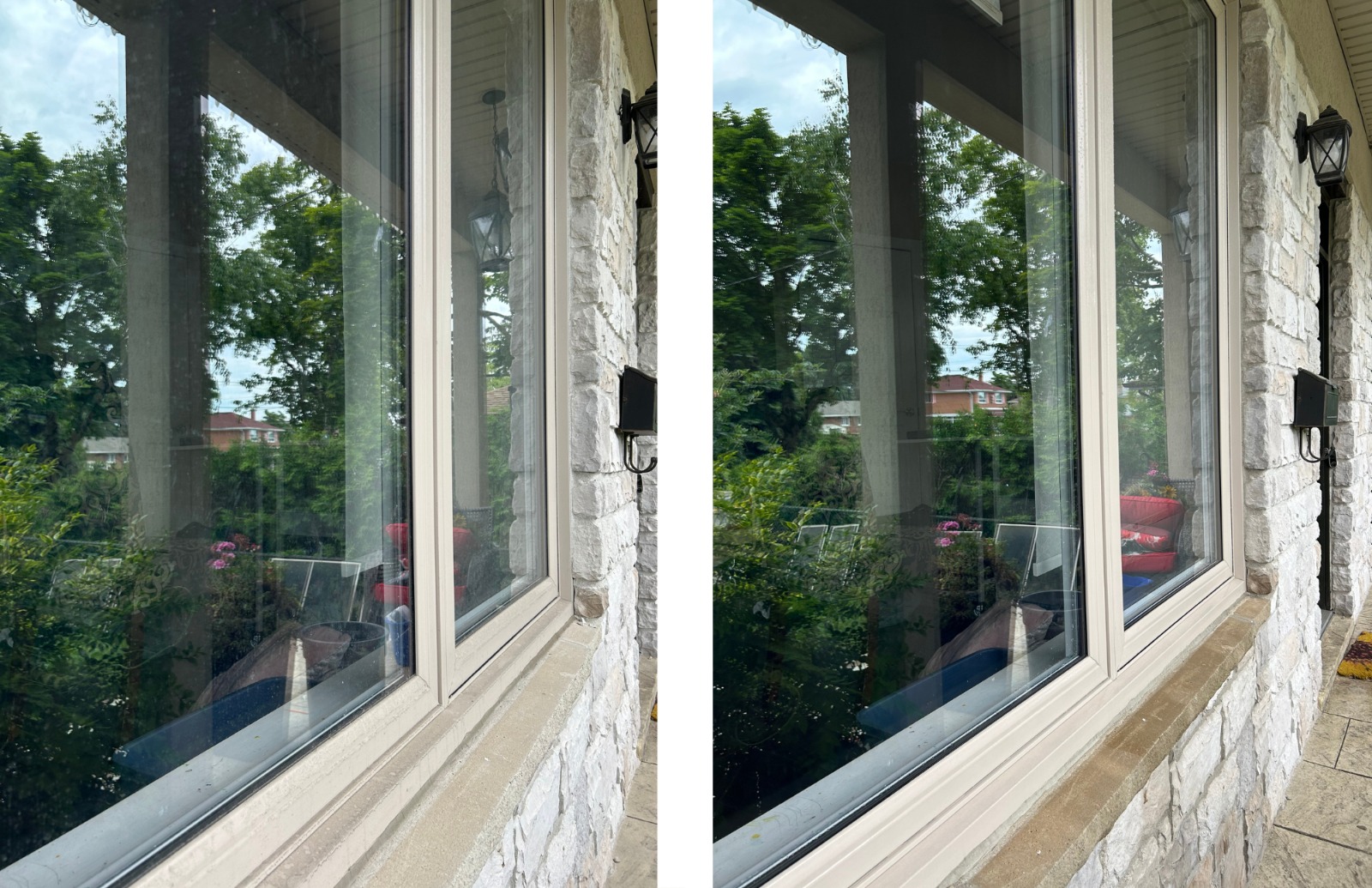 Before and after window cleaning
